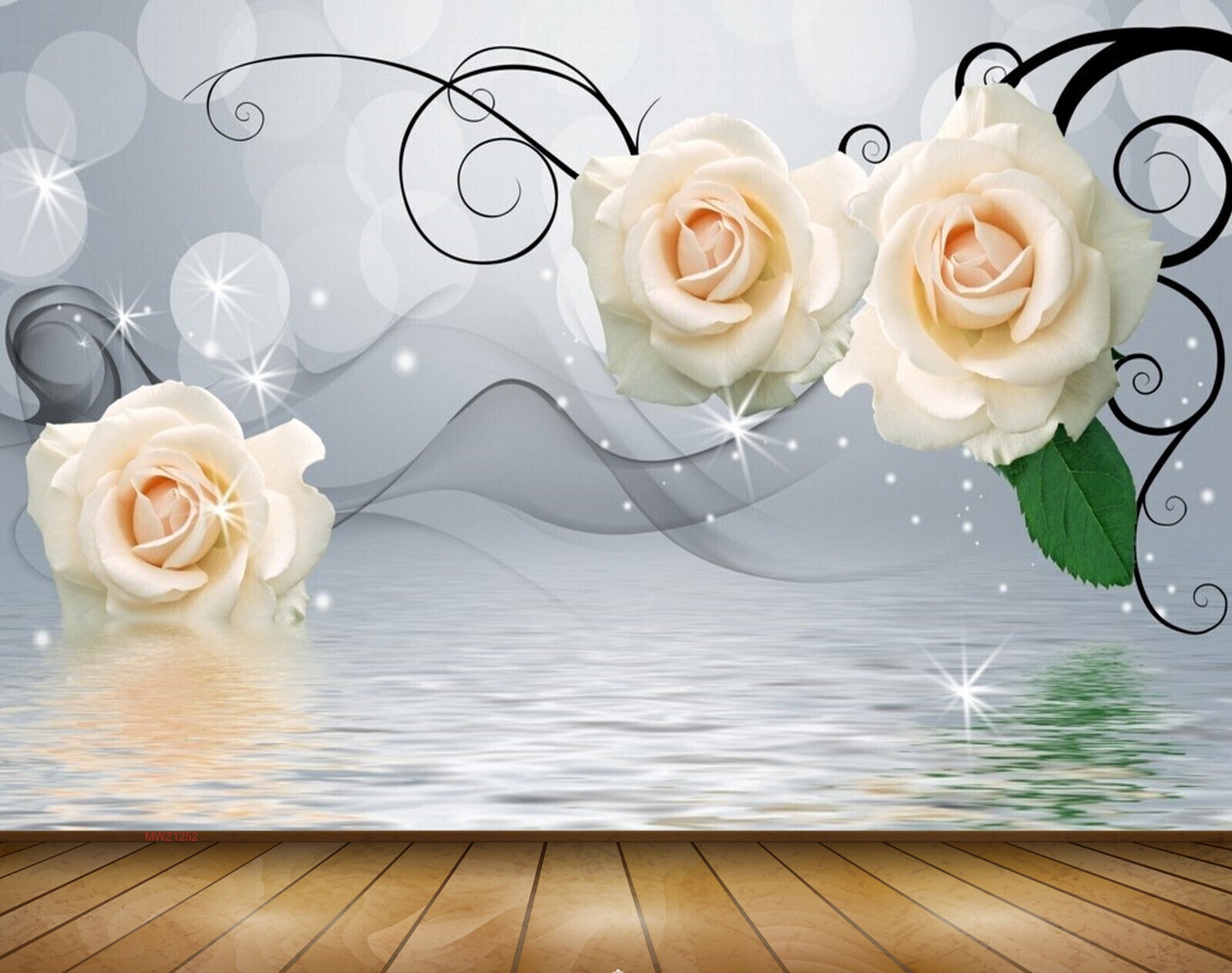 Avikalp MWZ1252 White Pink Flowers Leaves 3D HD Wallpaper Avikalp MWZ1252 White Pink Flowers Leaves 3D HD Wallpaper