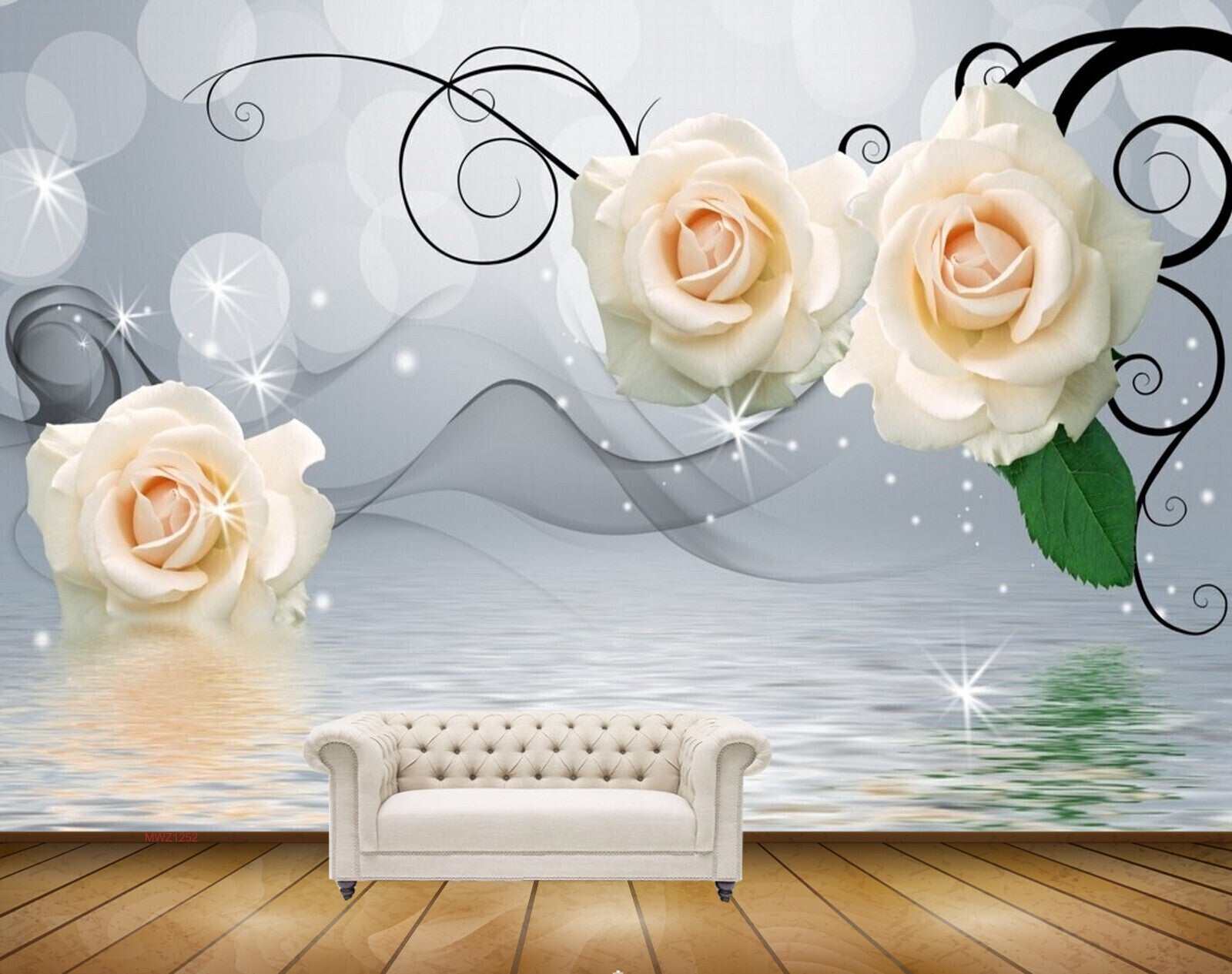 Avikalp MWZ1252 White Pink Flowers Leaves 3D HD Wallpaper Avikalp MWZ1252 White Pink Flowers Leaves 3D HD Wallpaper