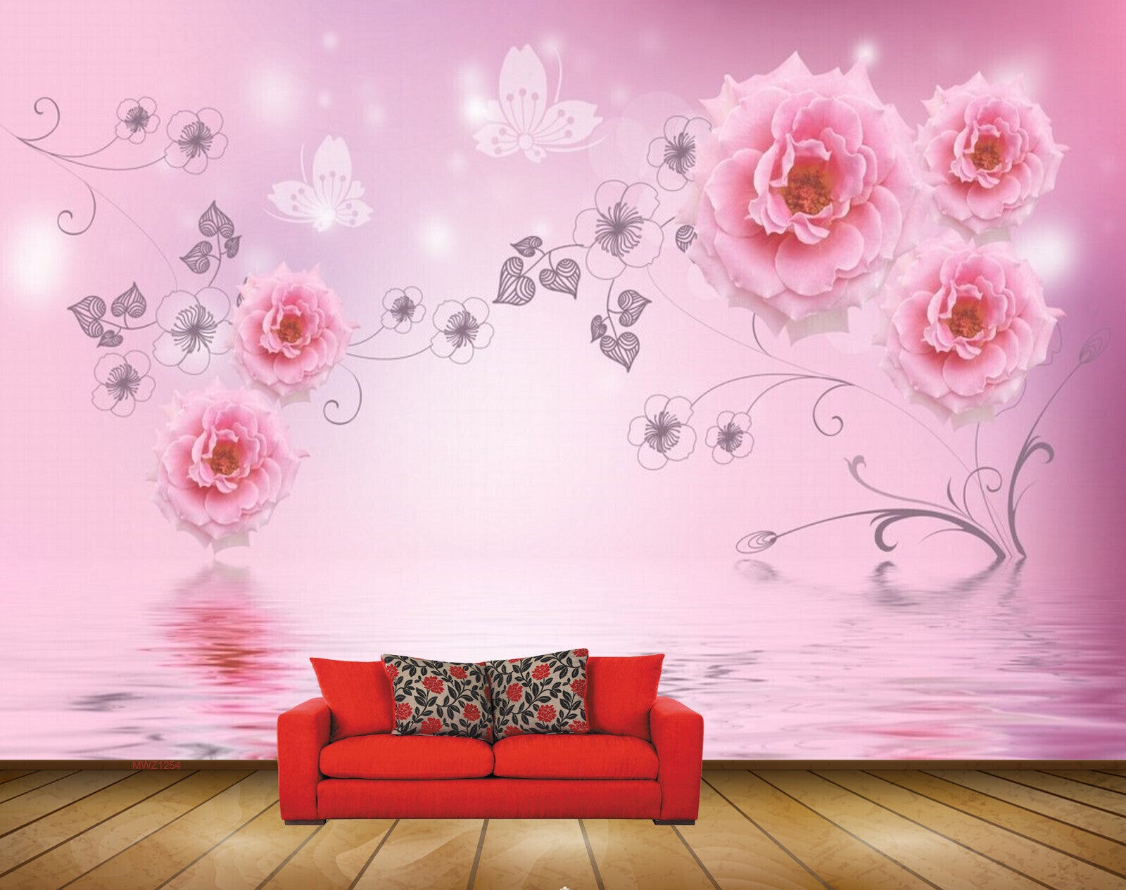 Avikalp MWZ1254 Pink Flowers Butterflies HD Wallpaper Avikalp MWZ1254 Pink Flowers Butterflies HD Wallpaper