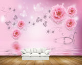 Avikalp MWZ1254 Pink Flowers Butterflies 3D HD Wallpaper Avikalp MWZ1254 Pink Flowers Butterflies 3D HD Wallpaper