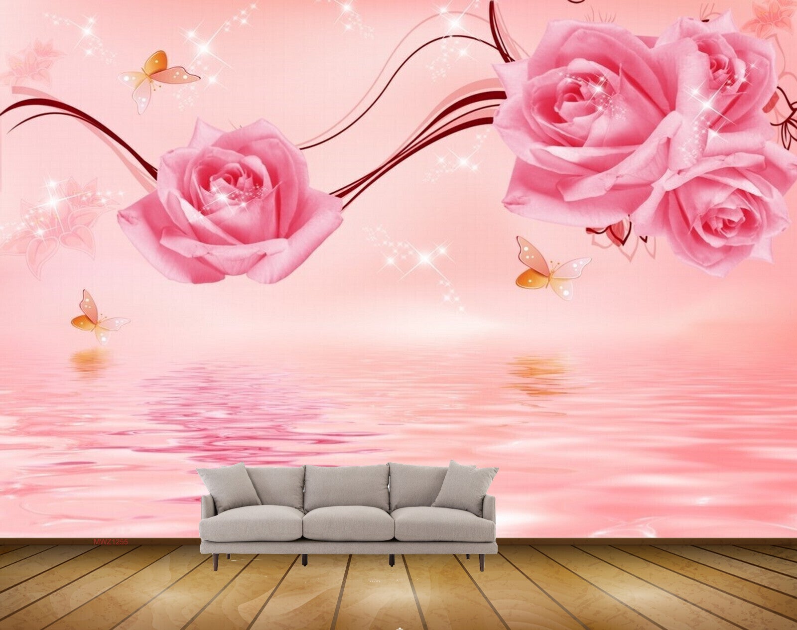 Avikalp MWZ1255 Pink Flowers Butterflies 3D HD Wallpaper Avikalp MWZ1255 Pink Flowers Butterflies 3D HD Wallpaper