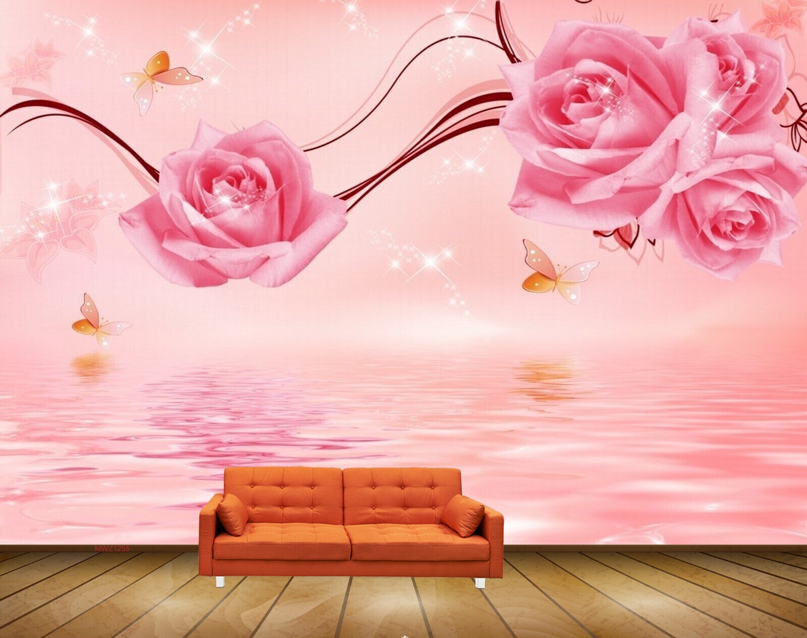 Avikalp MWZ1255 Pink Flowers Butterflies 3D HD Wallpaper Avikalp MWZ1255 Pink Flowers Butterflies 3D HD Wallpaper