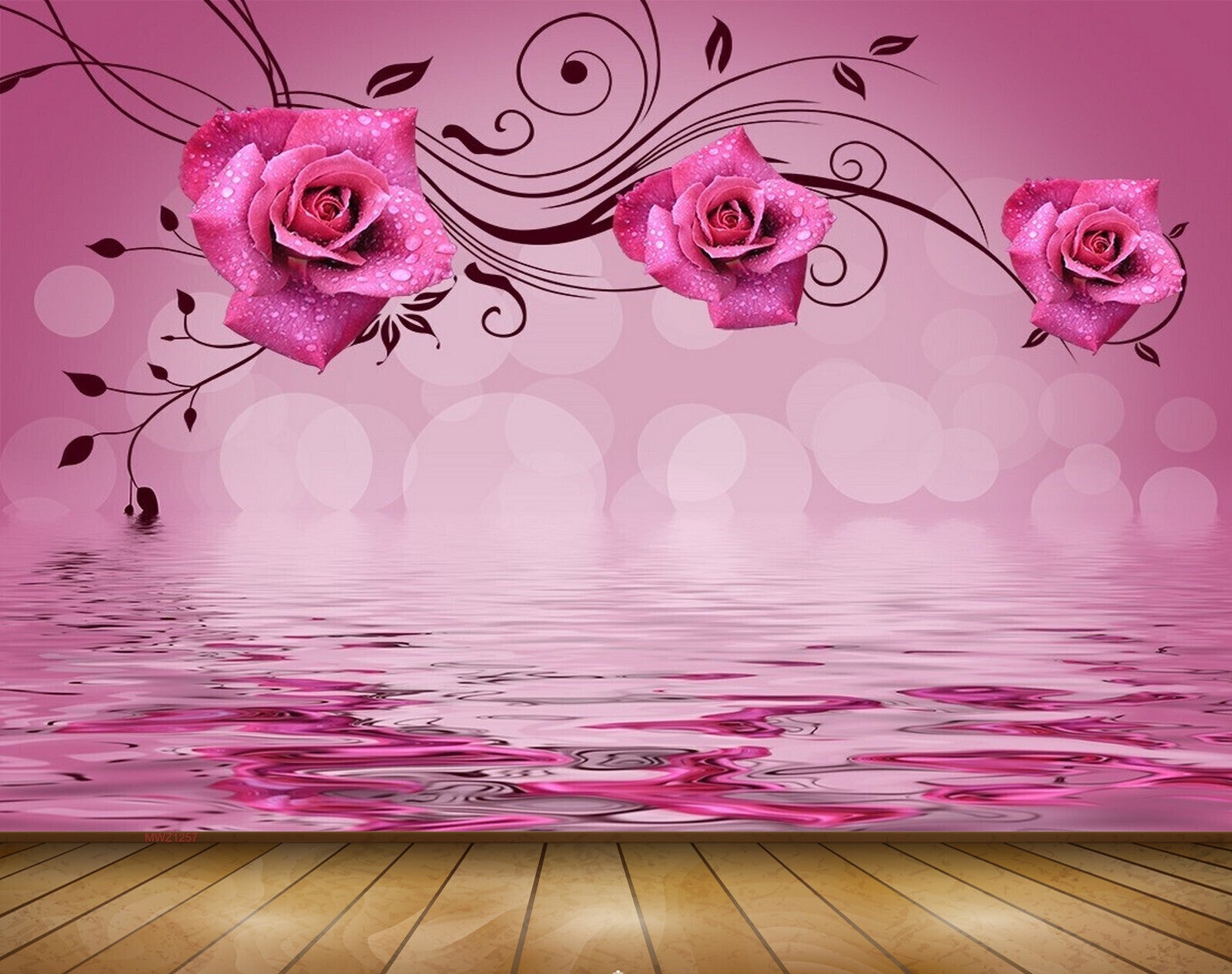 Avikalp MWZ1257 pink Flowers Leaves 3D HD Wallpaper Avikalp MWZ1257 pink Flowers Leaves 3D HD Wallpaper