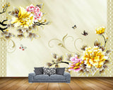 Avikalp MWZ1258 Yellow Pink Flowers Butterflies 3D HD Wallpaper Avikalp MWZ1258 Yellow Pink Flowers Butterflies 3D HD Wallpaper