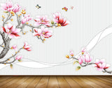 Avikalp MWZ1260 Pink White Flowers Butterflies Branches 3D HD Wallpaper Avikalp MWZ1260 Pink White Flowers Butterflies Branches 3D HD Wallpaper