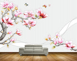 Avikalp MWZ1260 Pink White Flowers Butterflies Branches 3D HD Wallpaper Avikalp MWZ1260 Pink White Flowers Butterflies Branches 3D HD Wallpaper