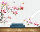 Avikalp MWZ1260 Pink White Flowers Butterflies Branches 3D HD Wallpaper Avikalp MWZ1260 Pink White Flowers Butterflies Branches 3D HD Wallpaper