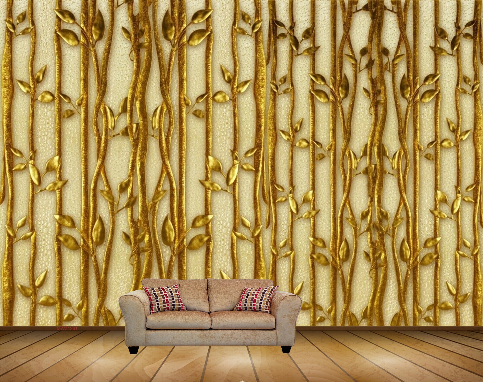 Avikalp MWZ1261 Golden Leaves plants 3D HD Wallpaper Avikalp MWZ1261 Golden Leaves plants 3D HD Wallpaper