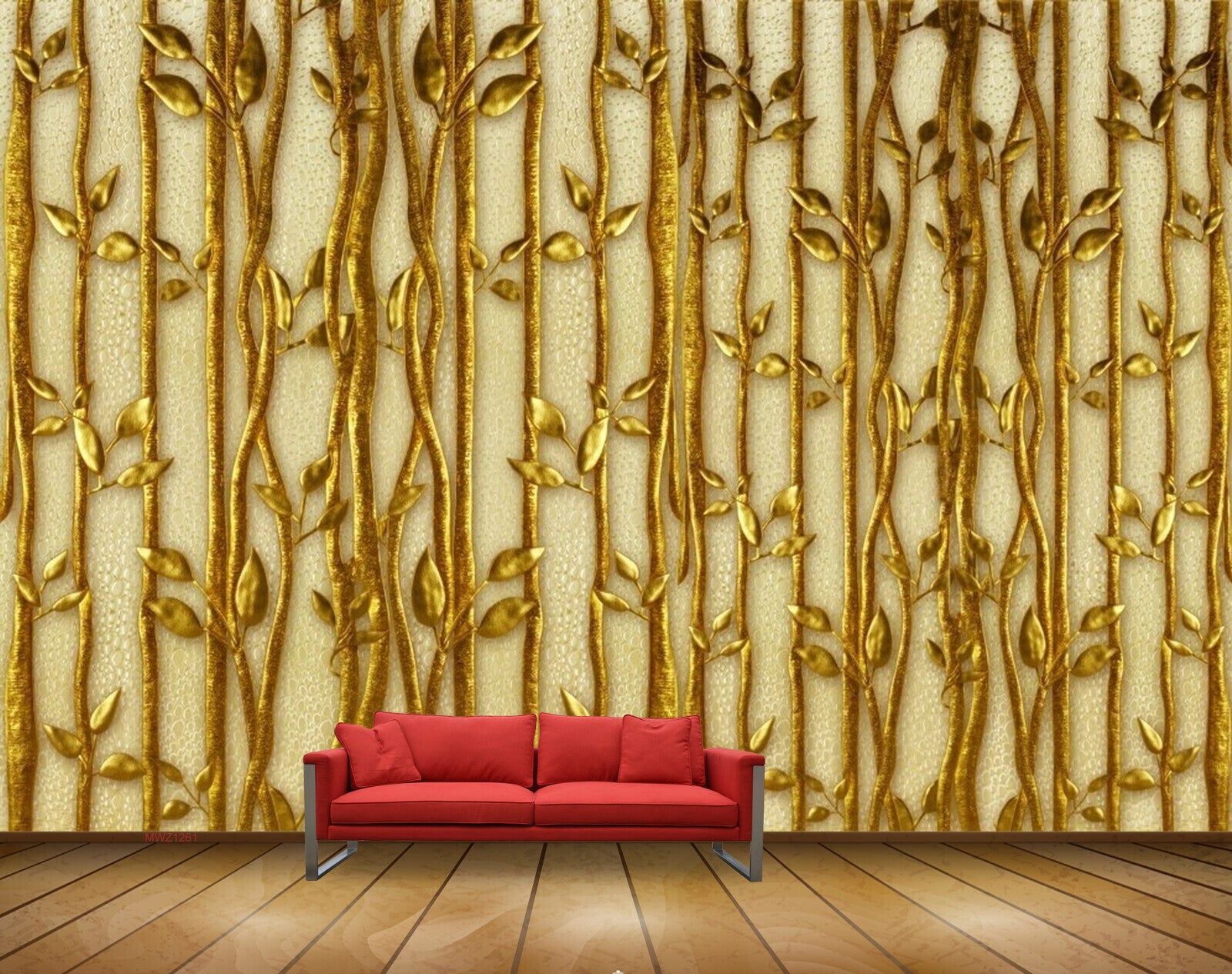 Avikalp MWZ1261 Golden Leaves plants 3D HD Wallpaper Avikalp MWZ1261 Golden Leaves plants 3D HD Wallpaper