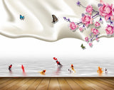 Avikalp MWZ1262 Pink White Flowers Butterflies Fishes 3D HD Wallpaper Avikalp MWZ1262 Pink White Flowers Butterflies Fishes 3D HD Wallpaper