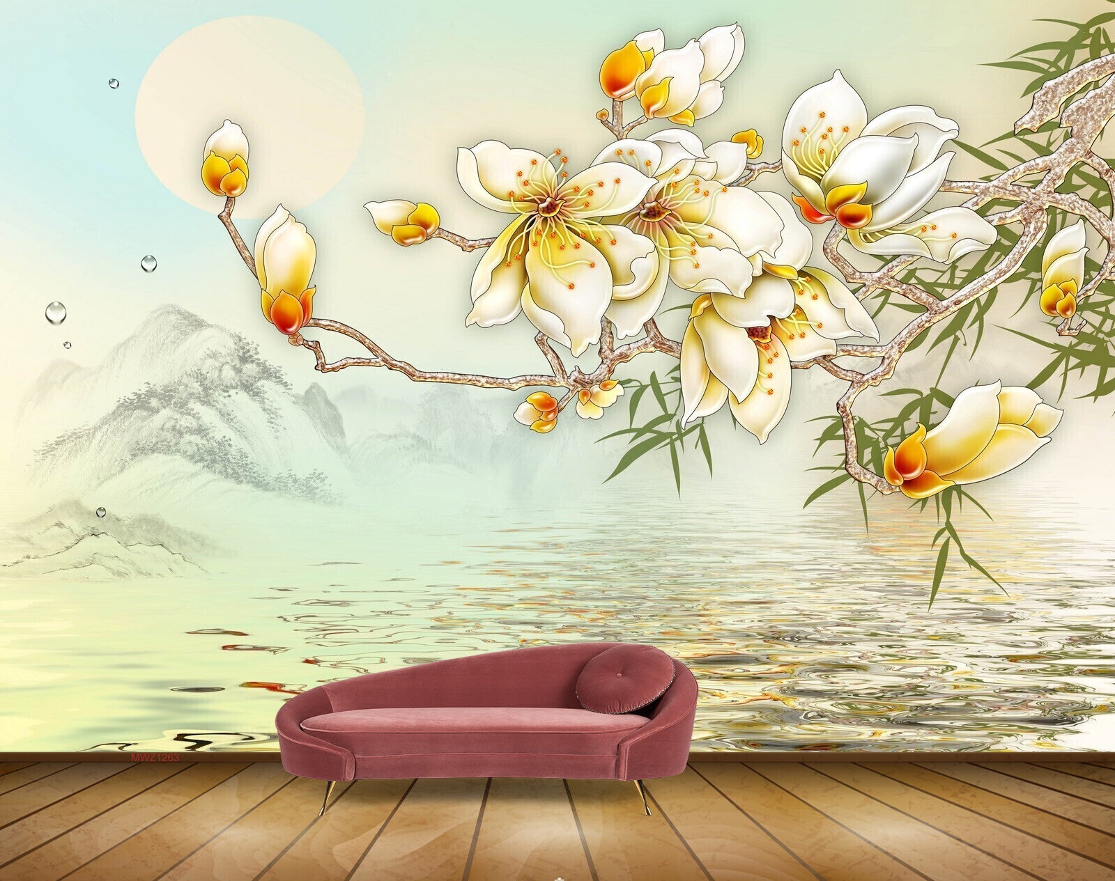 Avikalp MWZ1263 White Orange Leaves River HD Wallpaper Avikalp MWZ1263 White Orange Leaves River HD Wallpaper