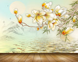 Avikalp MWZ1263 White Orange Leaves River 3D HD Wallpaper Avikalp MWZ1263 White Orange Leaves River 3D HD Wallpaper