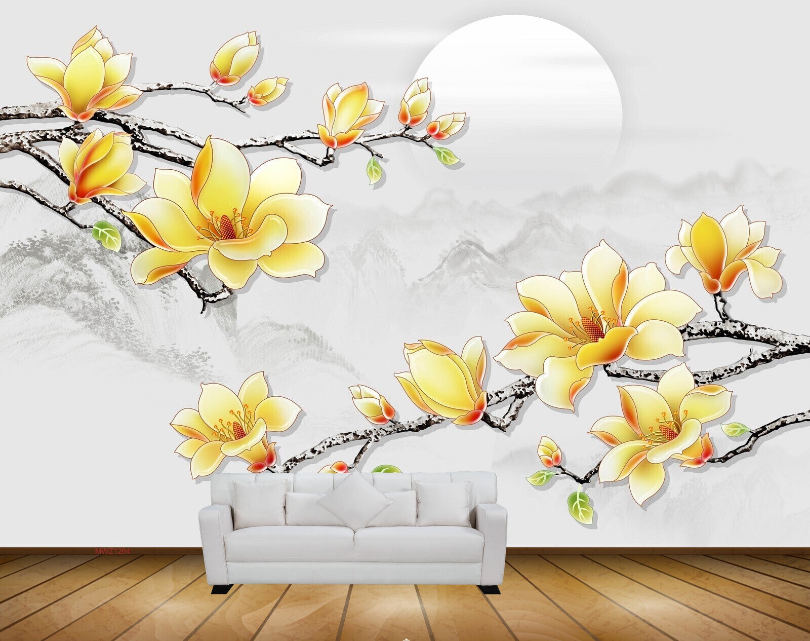 Avikalp MWZ1264 Yellow Flowers Branches Moon 3D HD Wallpaper Avikalp MWZ1264 Yellow Flowers Branches Moon 3D HD Wallpaper