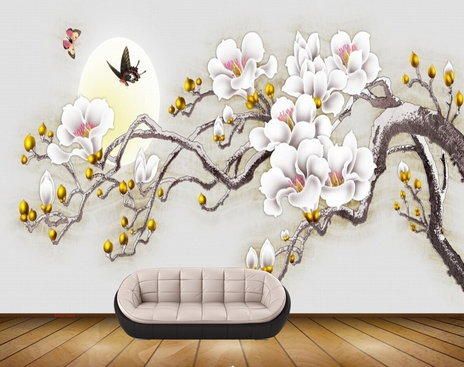 Avikalp MWZ1265 White Flowers Branches Butterflies 3D HD Wallpaper Avikalp MWZ1265 White Flowers Branches Butterflies 3D HD Wallpaper