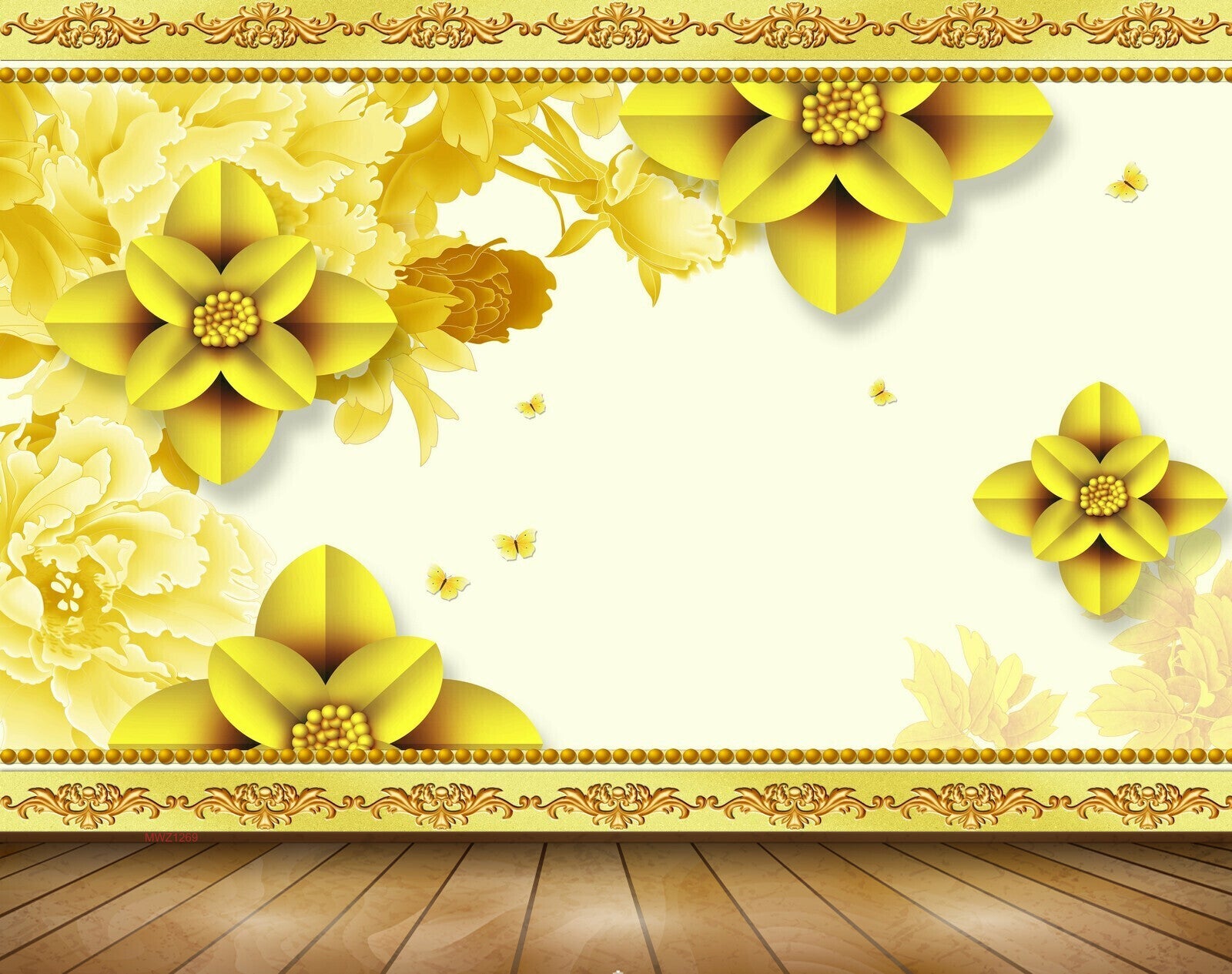 Avikalp MWZ1269 Yellow Flowers Leaves 3D HD Wallpaper Avikalp MWZ1269 Yellow Flowers Leaves 3D HD Wallpaper