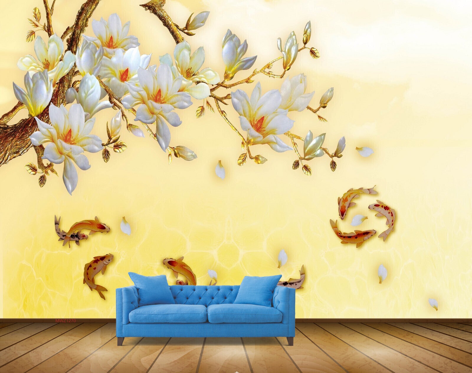 Avikalp MWZ1270 White Purple Flowers Fishes Leaves HD Wallpaper Avikalp MWZ1270 White Purple Flowers Fishes Leaves HD Wallpaper