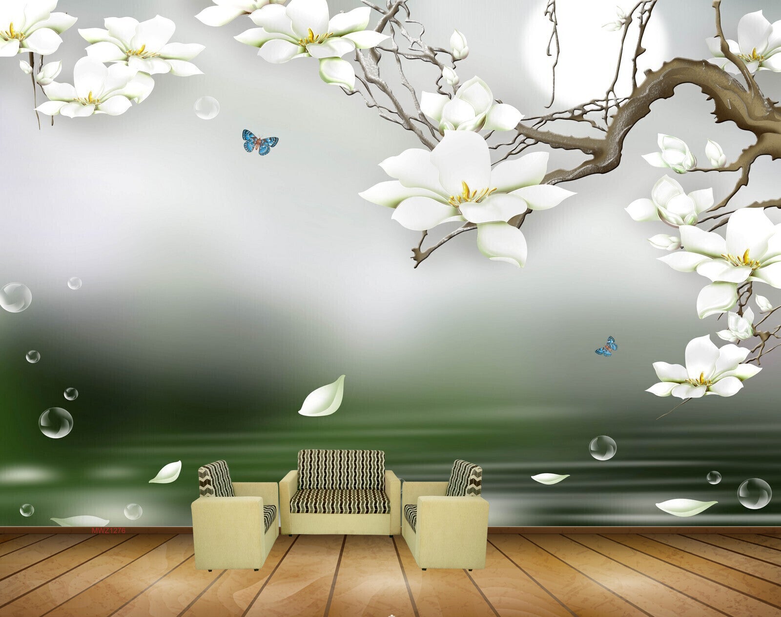 Avikalp MWZ1276 White Flowers Butterflies HD Wallpaper Avikalp MWZ1276 White Flowers Butterflies HD Wallpaper