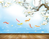 Avikalp MWZ1281 White Flowers Fishes 3D HD Wallpaper Avikalp MWZ1281 White Flowers Fishes 3D HD Wallpaper