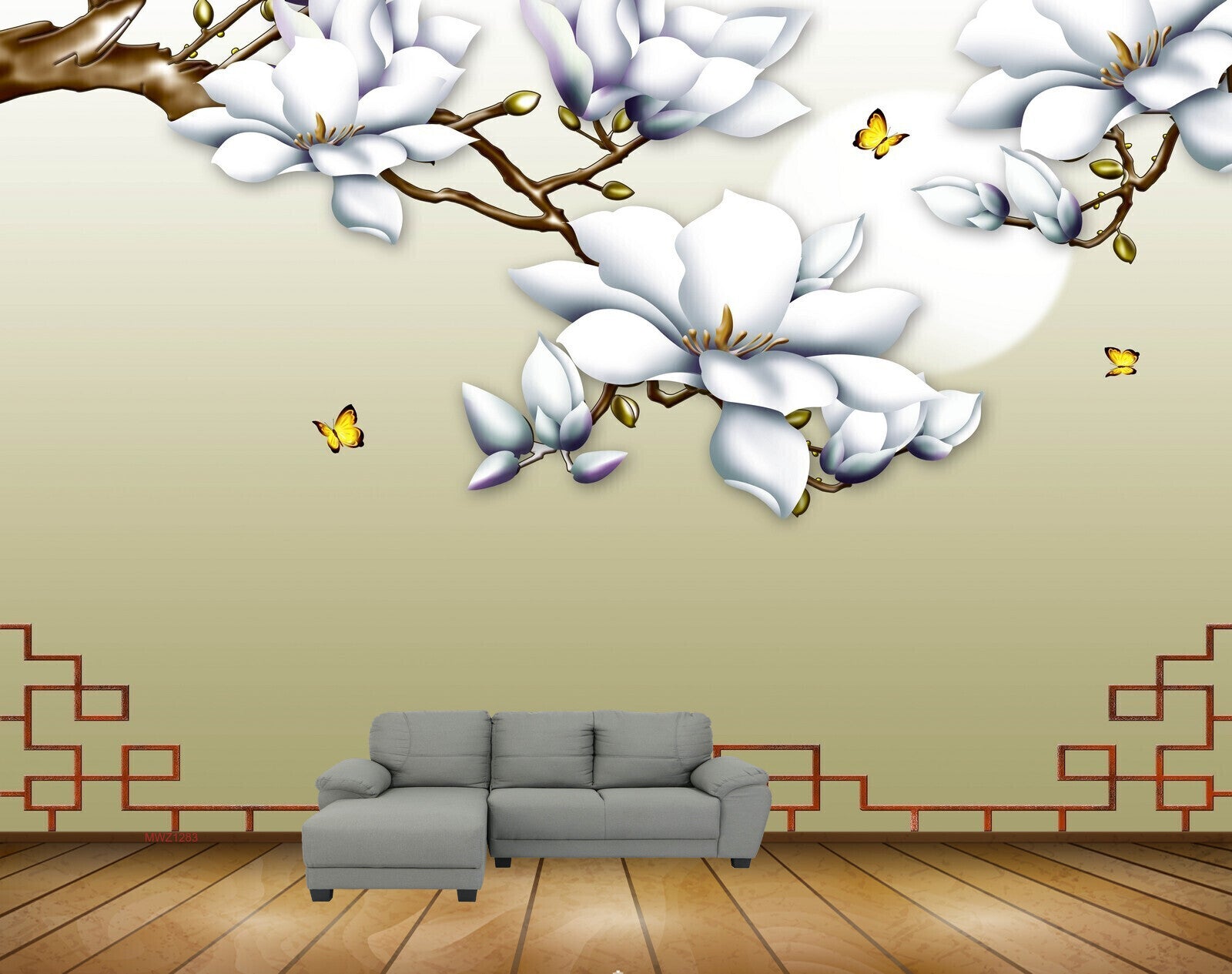 Avikalp MWZ1283 White Flowers Butterflies 3D HD Wallpaper Avikalp MWZ1283 White Flowers Butterflies 3D HD Wallpaper