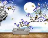 Avikalp MWZ1284 Blue Flowers Birds Butterflies Moon 3D HD Wallpaper Avikalp MWZ1284 Blue Flowers Birds Butterflies Moon 3D HD Wallpaper