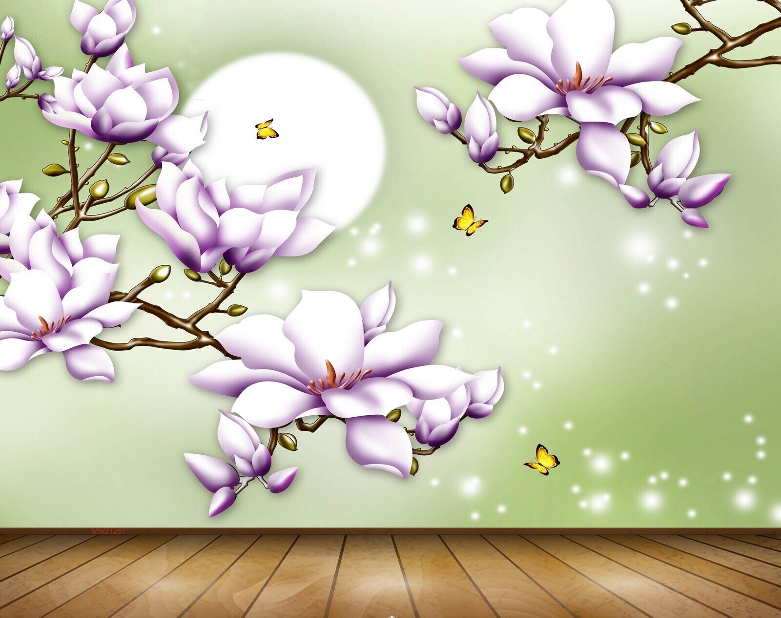 Avikalp MWZ1287 Purple White Flowers Butterflies 3D HD Wallpaper Avikalp MWZ1287 Purple White Flowers Butterflies 3D HD Wallpaper