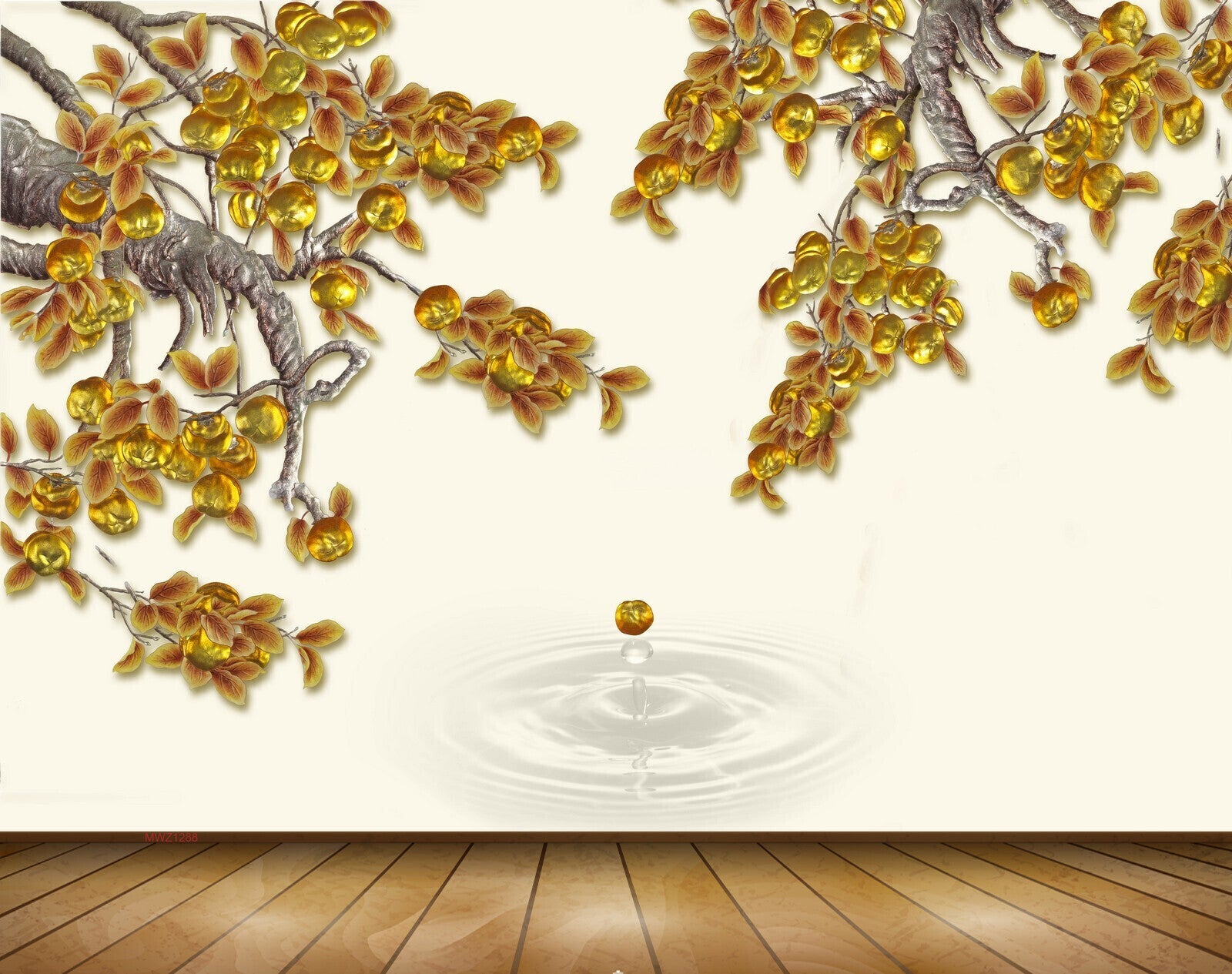 Avikalp MWZ1288 Golden Flowers Leaves 3D HD Wallpaper Avikalp MWZ1288 Golden Flowers Leaves 3D HD Wallpaper