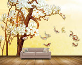Avikalp MWZ1289 White Flowers Fishes Trees 3D HD Wallpaper Avikalp MWZ1289 White Flowers Fishes Trees 3D HD Wallpaper