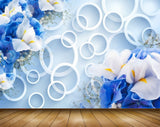 Avikalp MWZ1295 White Blue Flowers 3D HD Wallpaper Avikalp MWZ1295 White Blue Flowers 3D HD Wallpaper