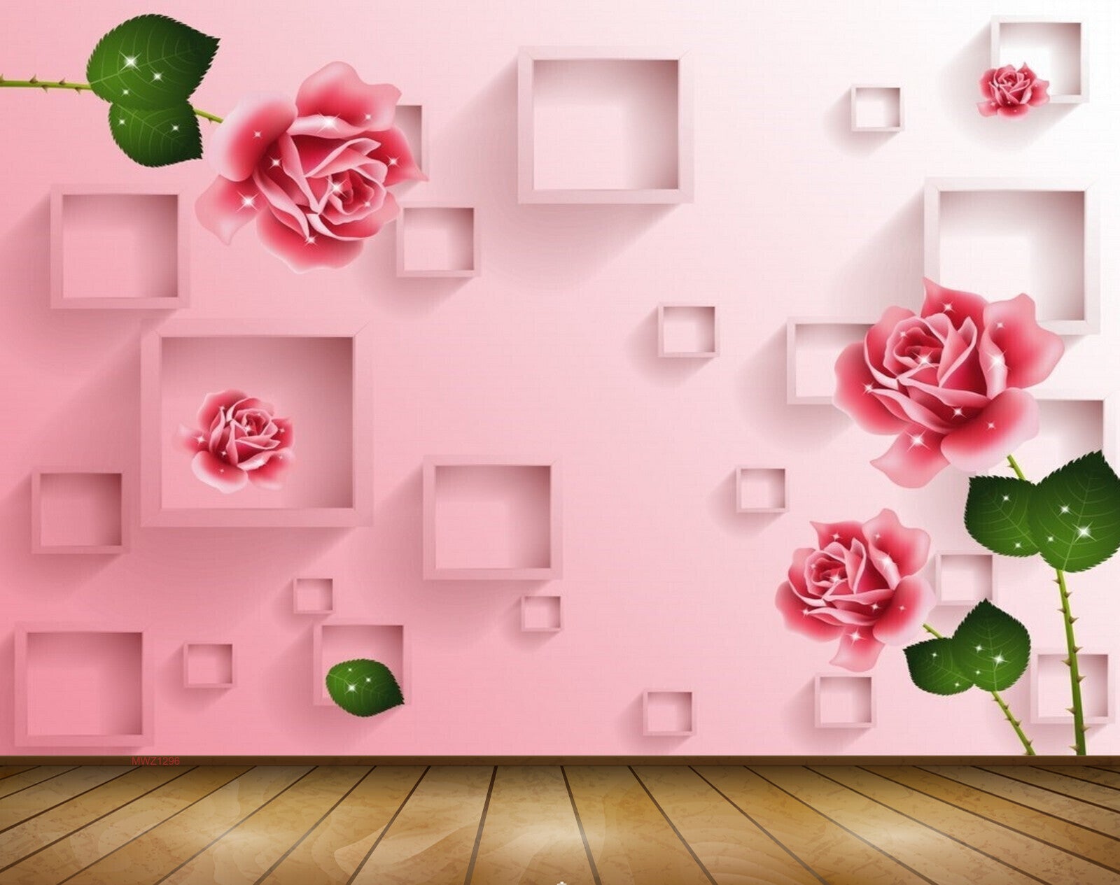 Avikalp MWZ1296 Pink Rose Flowers Leaves 3D HD Wallpaper Avikalp MWZ1296 Pink Rose Flowers Leaves 3D HD Wallpaper