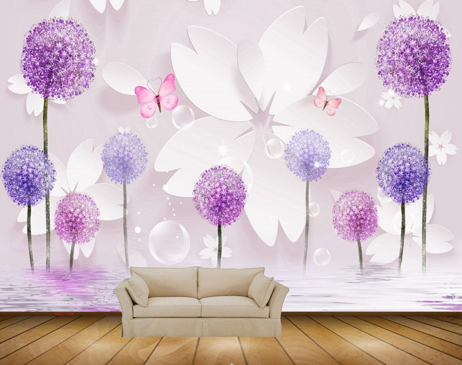 Avikalp MWZ1300 Pink Purple Flowers Butterflies 3D HD Wallpaper Avikalp MWZ1300 Pink Purple Flowers Butterflies 3D HD Wallpaper