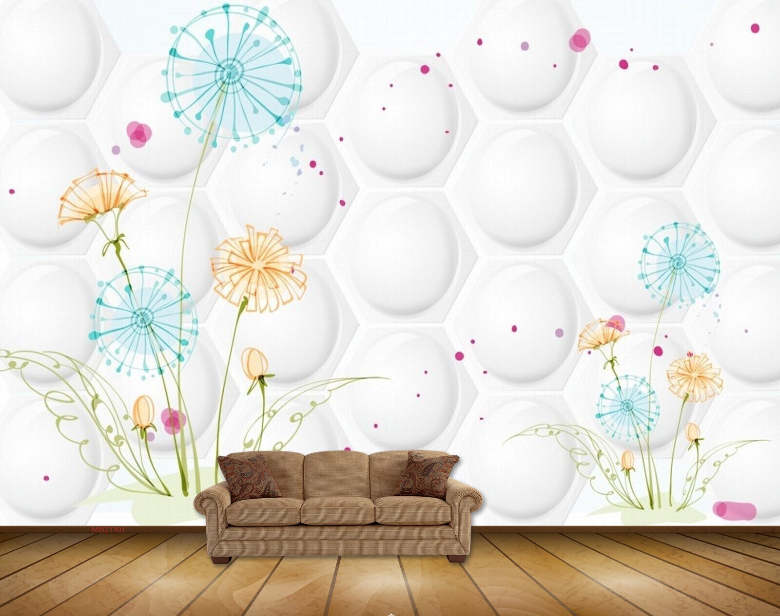 Avikalp MWZ1301 Blue Orange Flowers Leaves HD Wallpaper Avikalp MWZ1301 Blue Orange Flowers Leaves HD Wallpaper