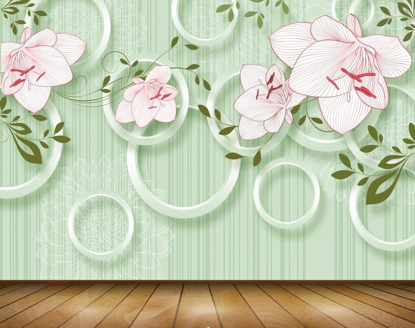 Avikalp MWZ1304 Pink White Flowers Leaves 3D HD Wallpaper Avikalp MWZ1304 Pink White Flowers Leaves 3D HD Wallpaper