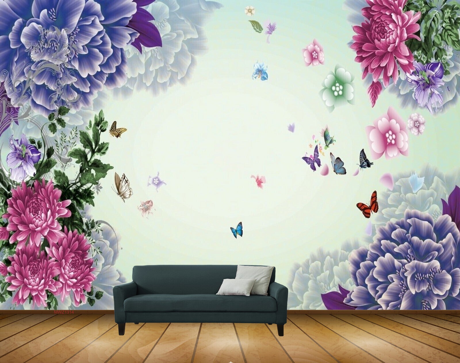 Avikalp MWZ1314 Pink Purple Flowers Butterflies HD Wallpaper Avikalp MWZ1314 Pink Purple Flowers Butterflies HD Wallpaper