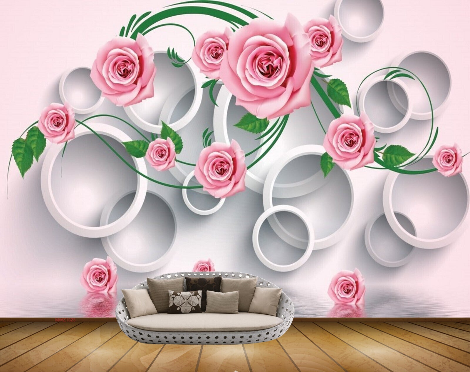 Avikalp MWZ1323 Pink Rose Flowers Leaves 3D HD Wallpaper Avikalp MWZ1323 Pink Rose Flowers Leaves 3D HD Wallpaper