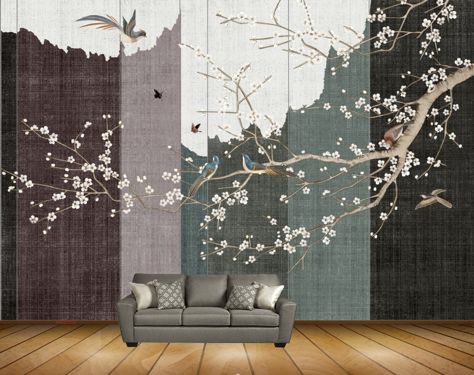 Avikalp MWZ1335 White Flowers Branches Birds 3D HD Wallpaper Avikalp MWZ1335 White Flowers Branches Birds 3D HD Wallpaper