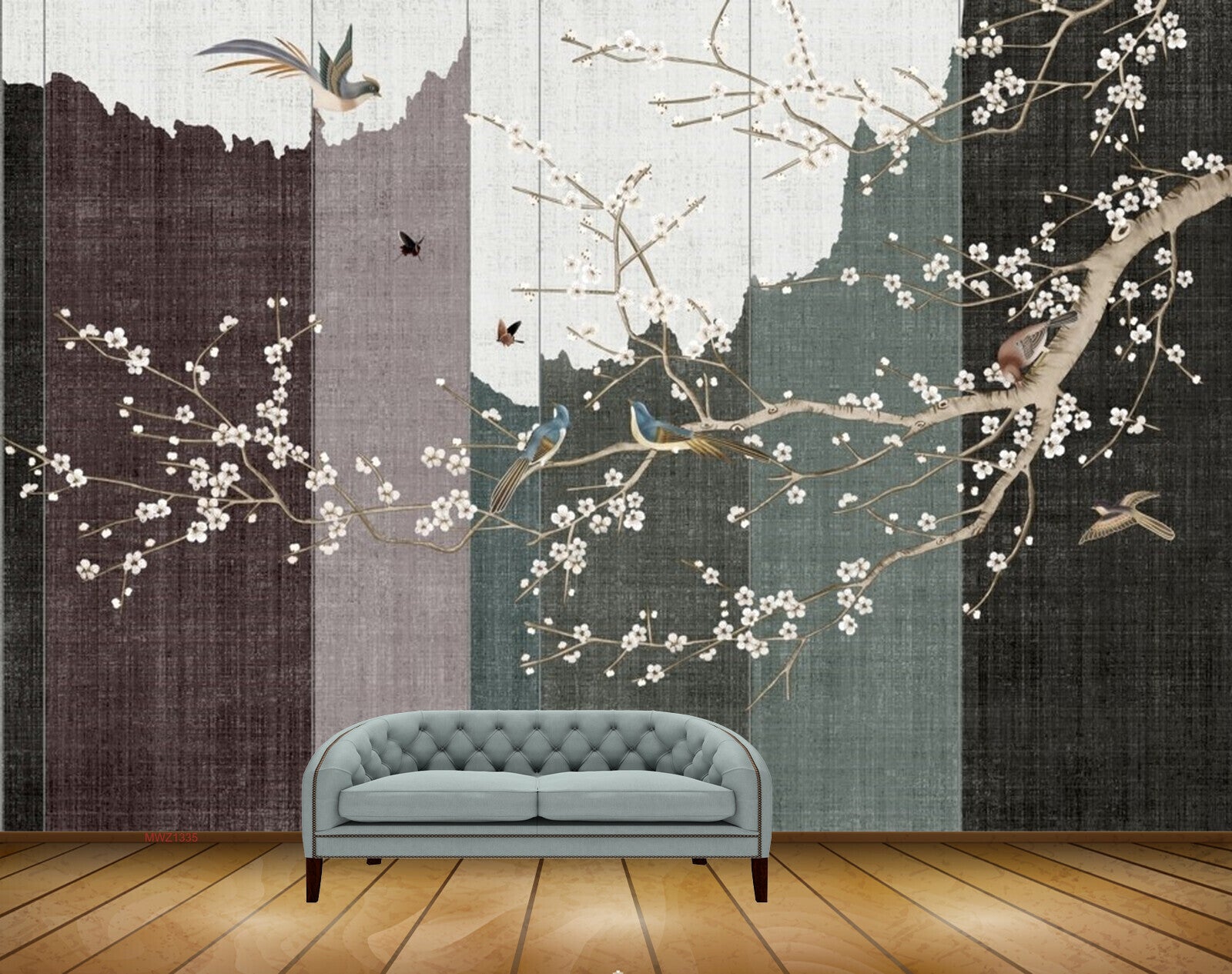 Avikalp MWZ1335 White Flowers Branches Birds 3D HD Wallpaper Avikalp MWZ1335 White Flowers Branches Birds 3D HD Wallpaper