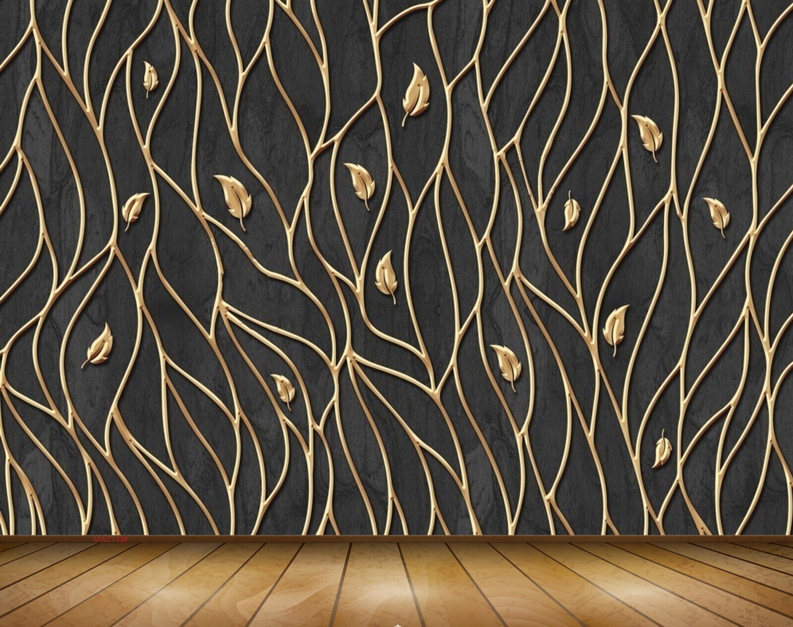 Avikalp MWZ1338 Golden Leaves 3D HD Wallpaper Avikalp MWZ1338 Golden Leaves 3D HD Wallpaper