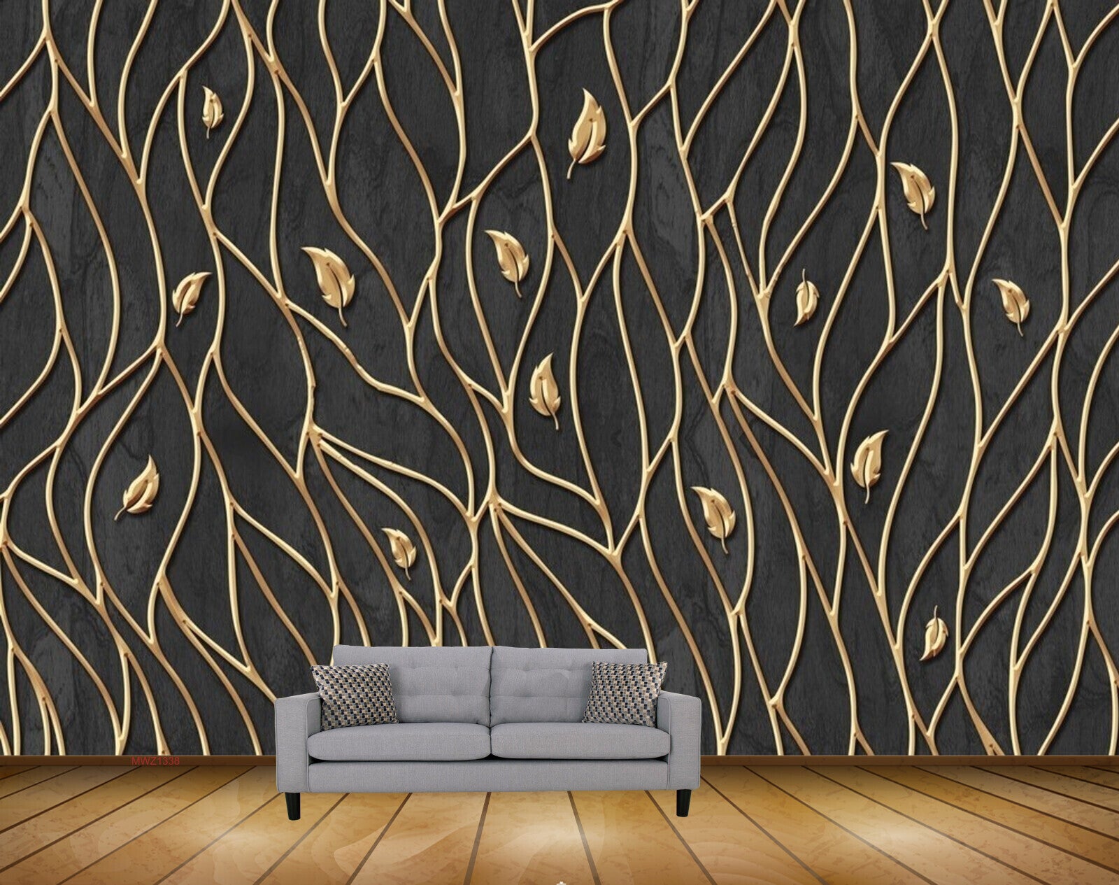 Avikalp MWZ1338 Golden Leaves 3D HD Wallpaper Avikalp MWZ1338 Golden Leaves 3D HD Wallpaper