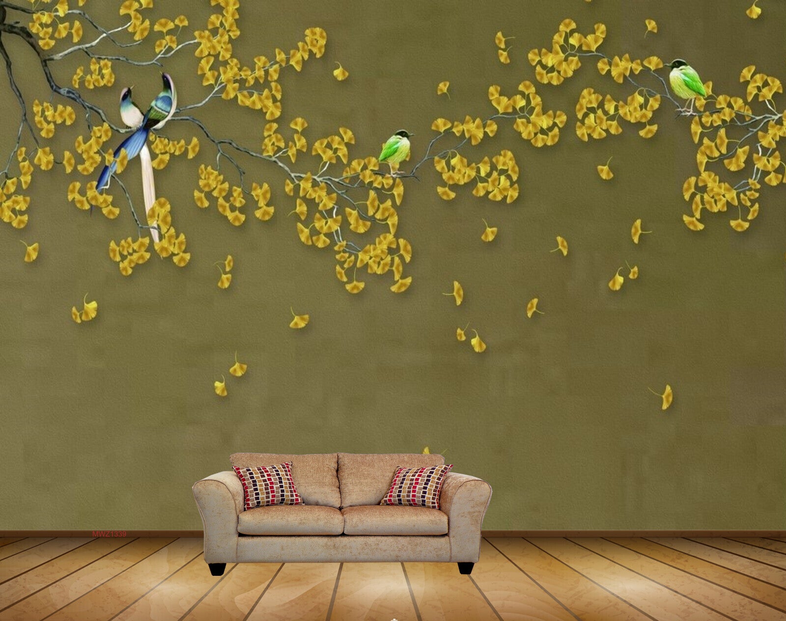 Avikalp MWZ1339 Yellow Flowers Branches Birds HD Wallpaper Avikalp MWZ1339 Yellow Flowers Branches Birds HD Wallpaper