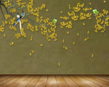 Avikalp MWZ1339 Yellow Flowers Branches Birds 3D HD Wallpaper Avikalp MWZ1339 Yellow Flowers Branches Birds 3D HD Wallpaper