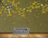 Avikalp MWZ1339 Yellow Flowers Branches Birds 3D HD Wallpaper Avikalp MWZ1339 Yellow Flowers Branches Birds 3D HD Wallpaper
