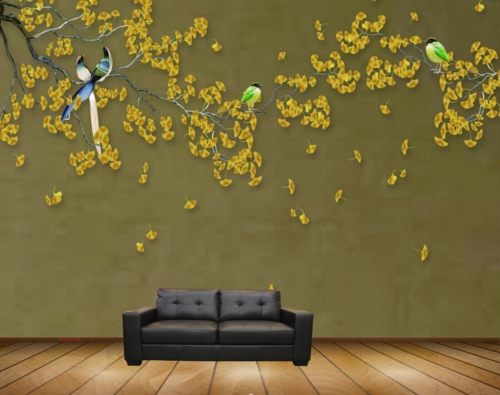 Avikalp MWZ1339 Yellow Flowers Branches Birds 3D HD Wallpaper Avikalp MWZ1339 Yellow Flowers Branches Birds 3D HD Wallpaper