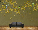 Avikalp MWZ1339 Yellow Flowers Branches Birds 3D HD Wallpaper Avikalp MWZ1339 Yellow Flowers Branches Birds 3D HD Wallpaper