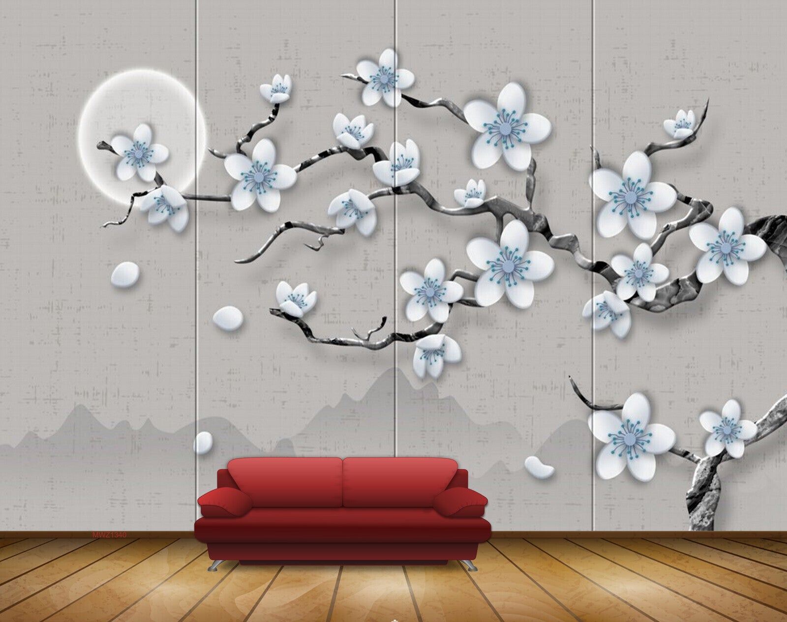 Avikalp MWZ1340 Flowers Branches Moon HD Wallpaper Avikalp MWZ1340 Flowers Branches Moon HD Wallpaper