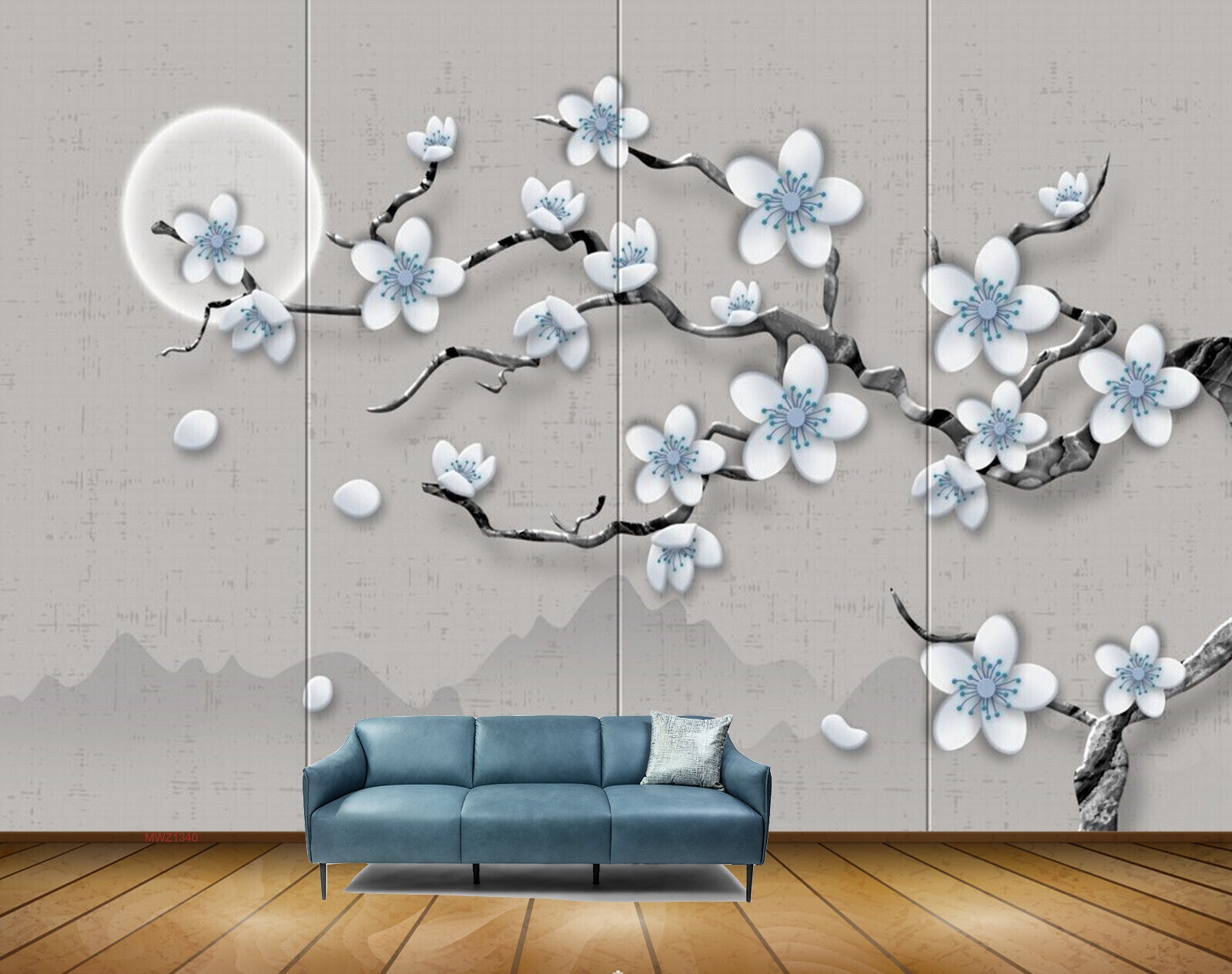 Avikalp MWZ1340 Flowers Branches Moon 3D HD Wallpaper Avikalp MWZ1340 Flowers Branches Moon 3D HD Wallpaper
