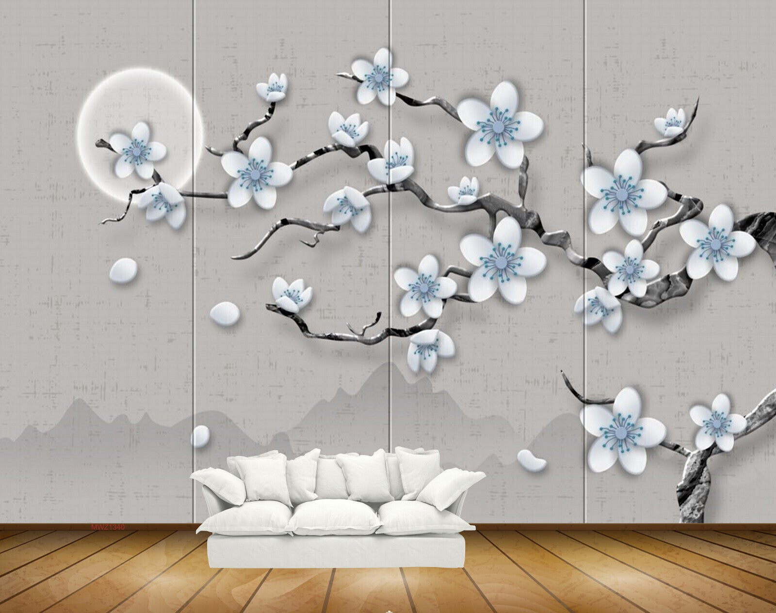 Avikalp MWZ1340 Flowers Branches Moon 3D HD Wallpaper Avikalp MWZ1340 Flowers Branches Moon 3D HD Wallpaper