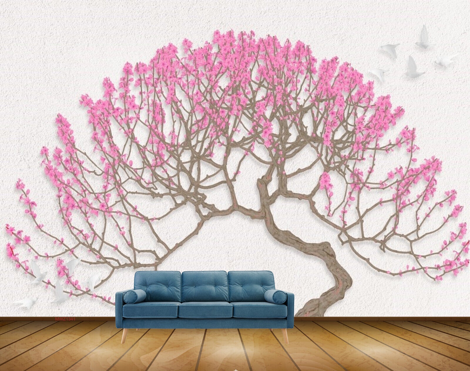 Avikalp MWZ1341 Tree Pink Flowers Birds 3D HD Wallpaper Avikalp MWZ1341 Tree Pink Flowers Birds 3D HD Wallpaper