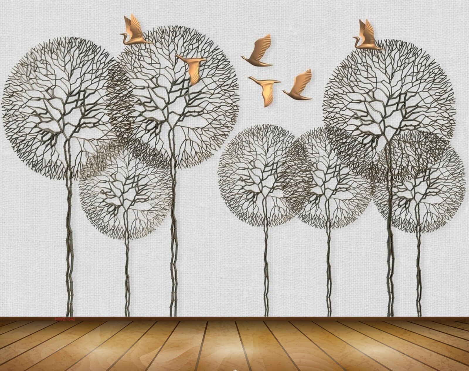 Avikalp MWZ1342 Brown Trees Birds 3D HD Wallpaper Avikalp MWZ1342 Brown Trees Birds 3D HD Wallpaper