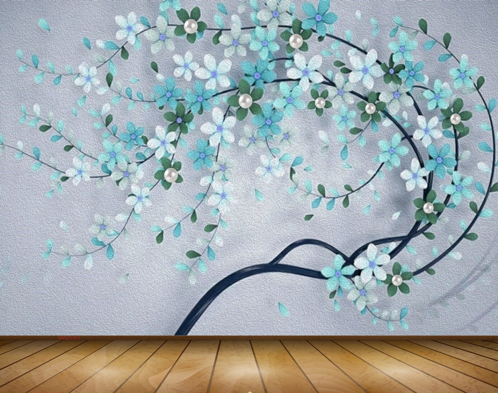 Avikalp MWZ1351 White Blue Flowers Branches 3D HD Wallpaper Avikalp MWZ1351 White Blue Flowers Branches 3D HD Wallpaper