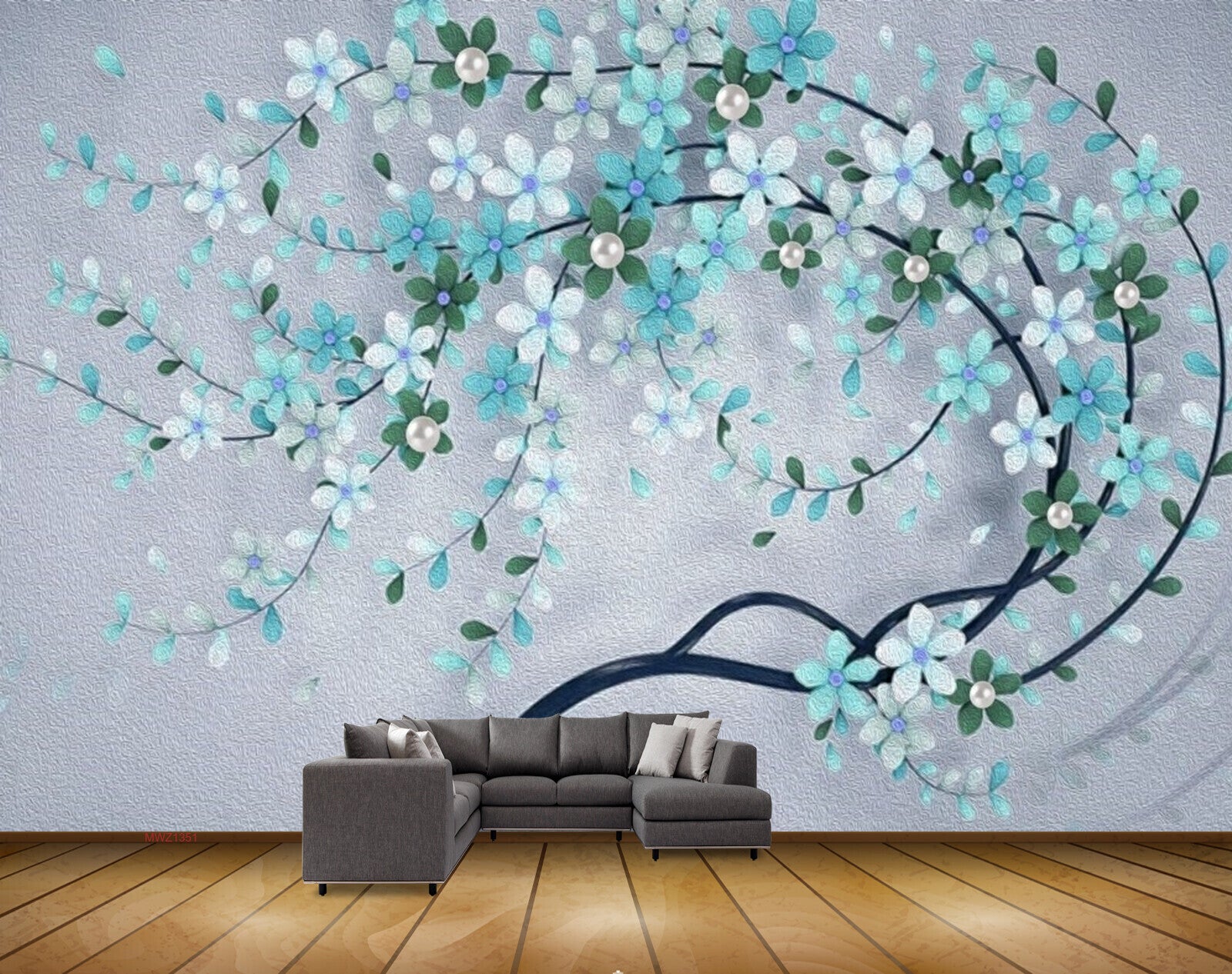 Avikalp MWZ1351 White Blue Flowers Branches 3D HD Wallpaper Avikalp MWZ1351 White Blue Flowers Branches 3D HD Wallpaper